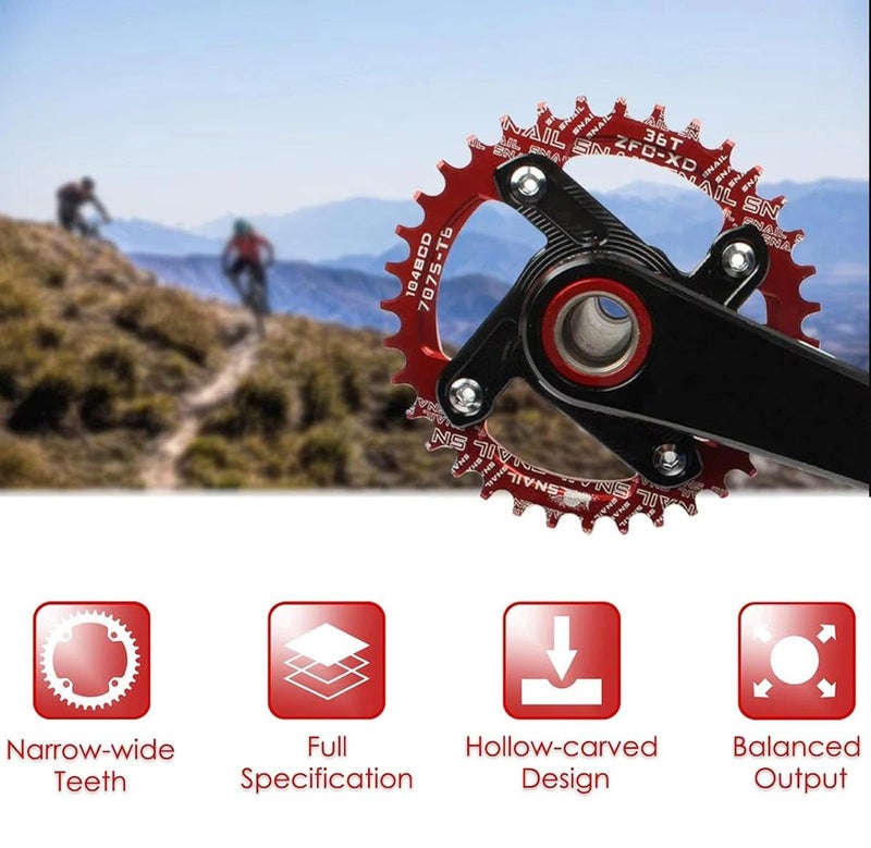 FOMTOR 104 BCD Chainring 30T 7-12 Speed Compatible CNC 7075 Aluminum Narrow Wide Tooth Round Chainrings for MTB/Road Bike Ebike Chainwheel Red - Image 4